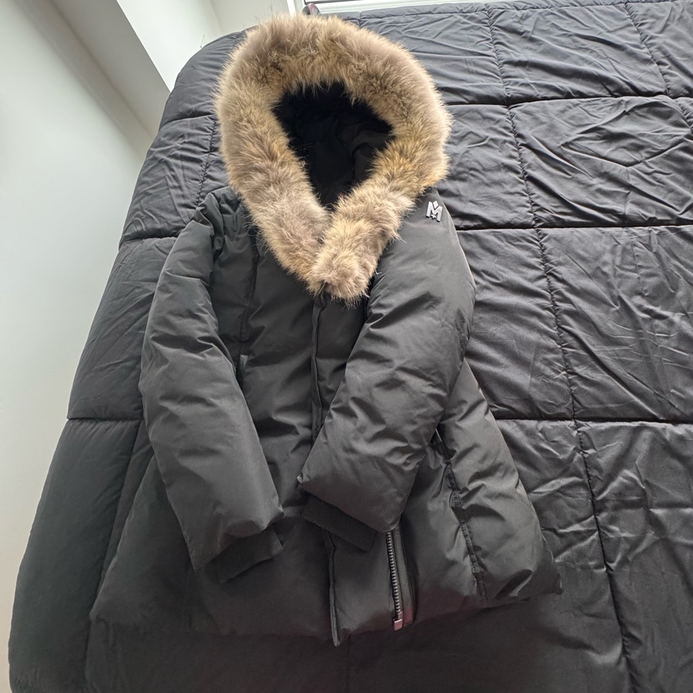 Mackage Black Coat with Fur Trim